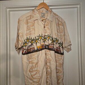 Colo Wear Hawaiian Shirt‎ Woody Car Palm Tree Surfboard Aloha M